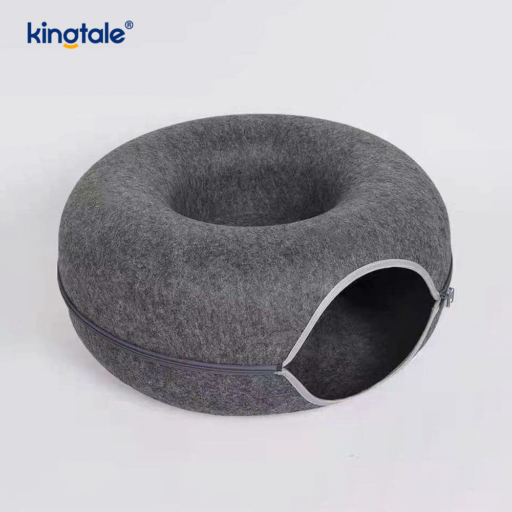 Detachable Round Felt & Washable Interior Cat Play Tunnel Cat Cave Bed