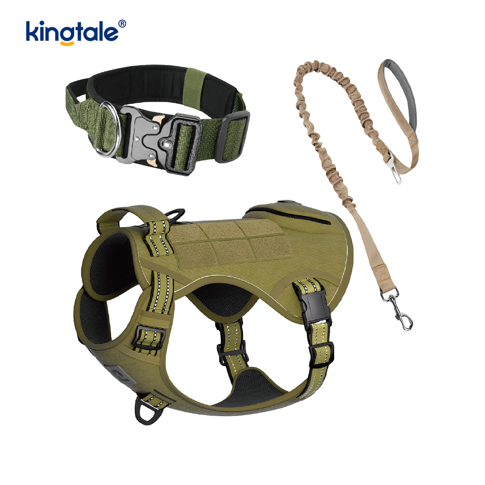 Training Nylon No Pull Dog Collar Leash Harness Set na may Kontrol