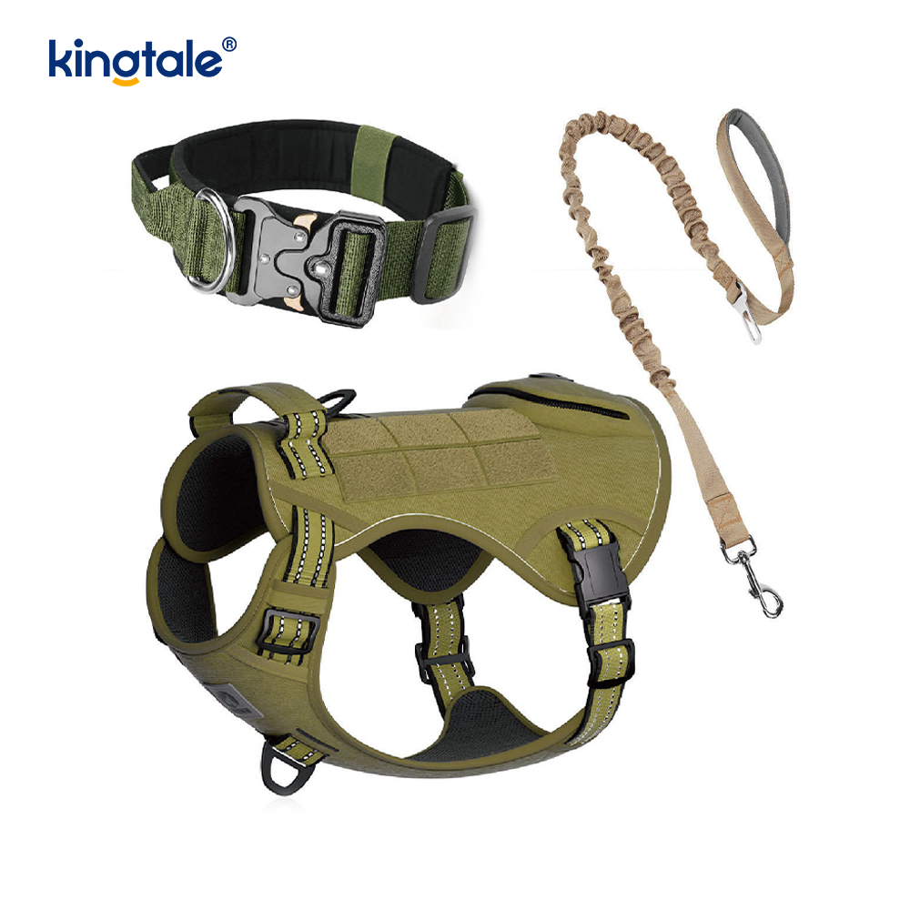 Training Nylon No Pull Dog Collar Leash Harness Set na may Kontrol