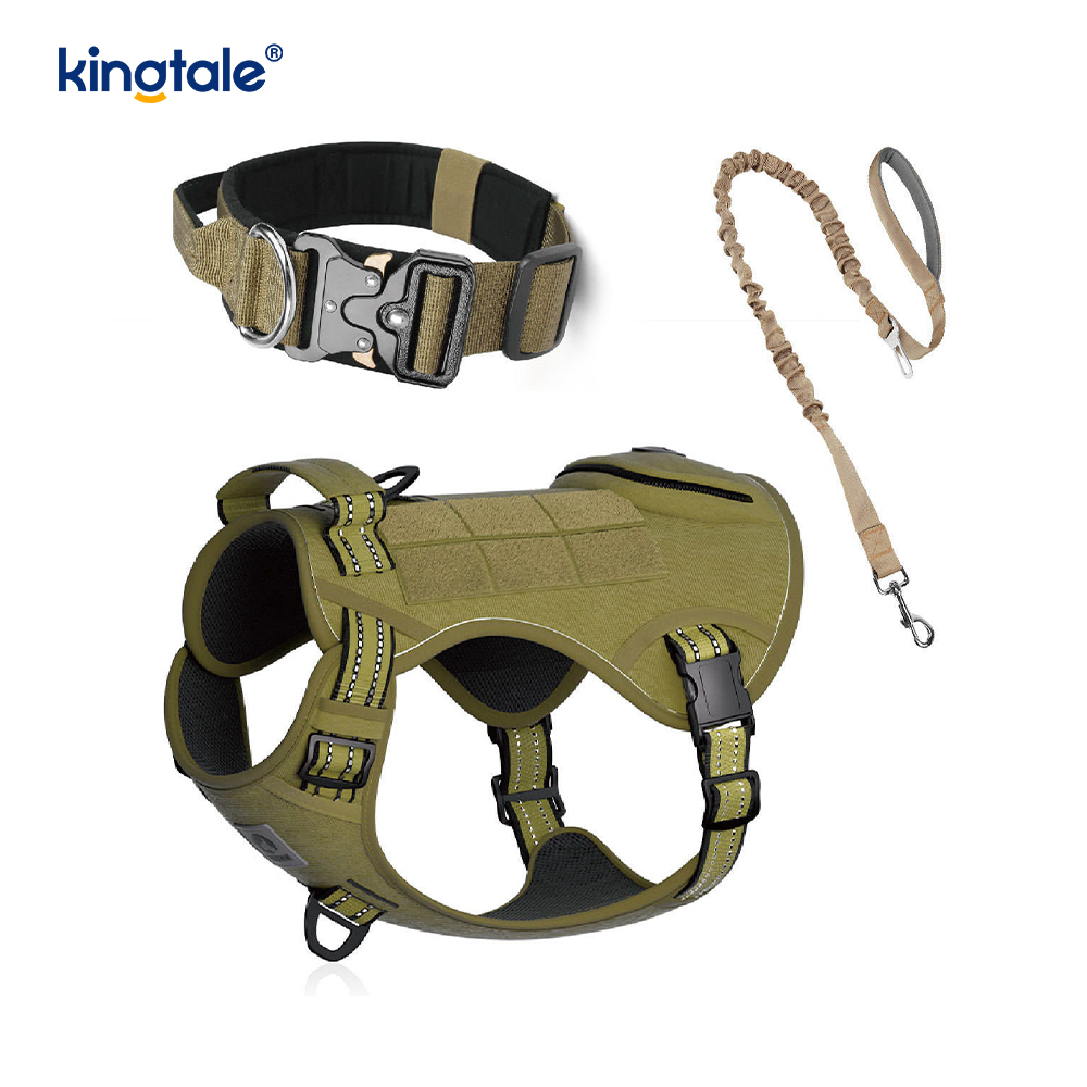 Training Nylon No Pull Dog Collar Leash Harness Set na may Kontrol