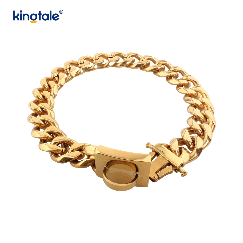 Fashion Plated Stainless Steel Pet Cuban Link Dog Choke Chain Collar